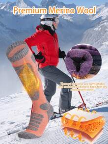 1 Paio Di Calze Invernali Da Sci Adatte A Tutte Le Taglie Per Donne, Calze Spesse E Calde Con Polsini Lavorati A Maglia, In Materiale Di Spandex Blu, Traspiranti E Asciutte, Antiscivolo E Resistenti All'Usura, Assorbenti E Asciugatura Rapida, Adatte Per Sport All'Aperto Come Sci, Arrampicata, Escursionismo, Calcio E Altre Attività Sportive Lunghe Per Donne E Ragazze, Regali Di Natale