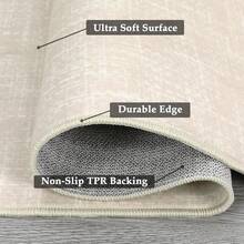 Techigher Living Room Rugs, Washable Non Slip Stain Resistant Large Rug,  Low Pile Soft Carpet With Non-Slip Backing For Bedroom Dining Room Children Room - Beige - View 5