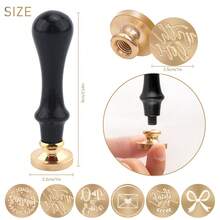 BAOFALI 1个蜡封头/7件套蜡封印章，包含“谢谢”、“生日快乐”、“爱意满满”等英文单词印章 - 英文单词蜡封印章 - 婚礼请柬蜡封 - 礼品包装蜡封