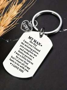Stainless Steel Keychain With Engraved Letters' My Man ',Keychain, Package Chain,For Backpacks, Purses,For Women Men Teen Girls Boys,Valentine'S Day - Durable Rectangular Tag With Clasp,Suitable For Giving To Family, Loved Ones, Friends, And Classmates - Multicolor - View 3