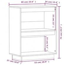 Mobile consolle vidaXL nero, 60x34x75 cm, in legno massello di pino. - Multicolore - Visualizzare 8