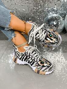 2026春季女士水钻运动鞋，透气防水钻石休闲户外平底鞋，时尚百搭厚底派对鞋 - 彩色 - 查看 5