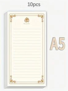 10/30/50/60/120 张 A5/B5/A4 加厚光滑书写纸，优雅米色和金色复古玫瑰图案 - 奢华空白文具，适用于书法、日记、情书、办公、学习 - 兼容钢笔和书法笔 - 带装饰边框的空白便笺纸，是表达、祝福和个人交流的理想之选，也适合 A5 计划本和文具爱好者。 - 彩色 - 查看 11