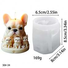 1pc Cute Puppy Shaped Silicone Candle Mold, Aromatherapy Candle Series - White - View 16
