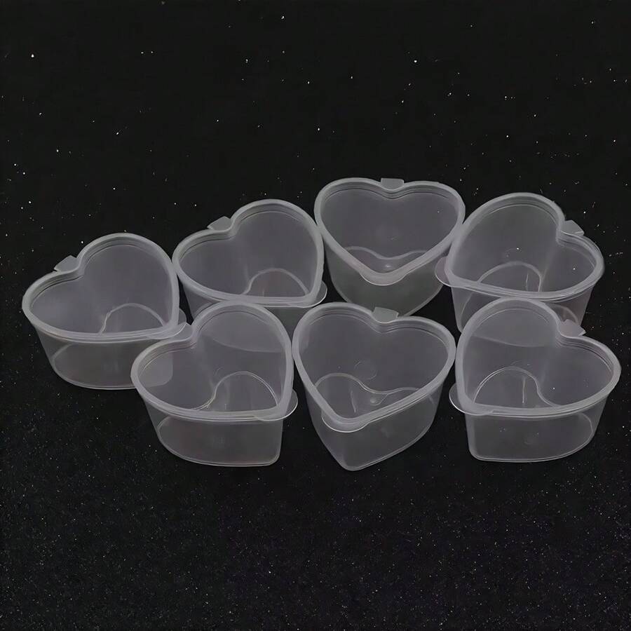 10/25pcs Transparent Heart-Shaped Plastic Storage Boxes - Clear Organizer Boxes, Suitable For Storing Beads, Lip Balm, Nail Powder, Etc. - Great For Organizing And Storing Small Items - Multicolor - View 1