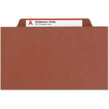 Smead Pressboard Classification File Folder With SafeSHIELD Fasteners 1 Divider 2" Expansion Legal Size Red 10 Per Box 18775 - Red - View 4