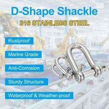 10pcs Heavy Duty M6 Stainless Steel D-Ring Carabiners - 304 Steel D-Shape Spring Clips, Suitable For Rigging, Vehicle Rescue, Towing, Lashing, Hanging, Multi-Purpose Hardware - Silver - View 6