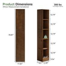 Tribesigns 70.9-Inch Tall Narrow Bookshelf, 5-Tier Solid Wood Corner Bookcase, Freestanding Display Shelves For Home Office, Bedroom, Small Spaces, Brown - 棕色 - 查看 2