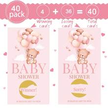 Baby Shower Scratch Cards Game, Gender Reveal Party Fun Raffle Tickets, Teddy Bear Balloon Pattern Cards, Newborn Celebration Interactive Game Props - Multicolor - View 6