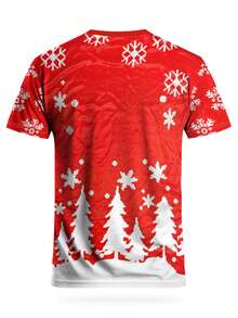 Christmas Reindeer Design Men's Football Sweatshirt & Crew Neck Comfortable Sports Top, Suitable For Match, Training, Casual And Holiday Wear, Gift - Red - View 4