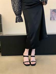 女士新款性感高跟黑色细带凉鞋 - 黑色 - 查看 4