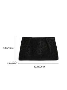 Leopard Print Envelope Bag, Vintage Style Niche Design Fashion Handbag For Women - Black - View 2
