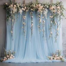 1 pieza/2 piezas/4 piezas Cortina de tul de color azul claro/rosa claro/negro, Decoración de Año Nuevo 2025, Tela de fondo para fiesta de boda, Decoración de ducha de bebé, Decoración de San Valentín, Decoración de escenario de gasa, Suministros de decoración de boda