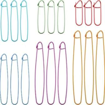 6 st färgglada aluminiumstygnmarkörer, tröjskydd, stickverktyg