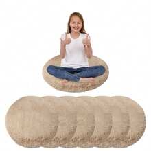 6pcs Round Solid Color Non-Slip Rug Mats, Absorbent Durable Home Decor Rug Carpets For Bedroom Living Room Bathroom Meditation - Multicolor - View 7