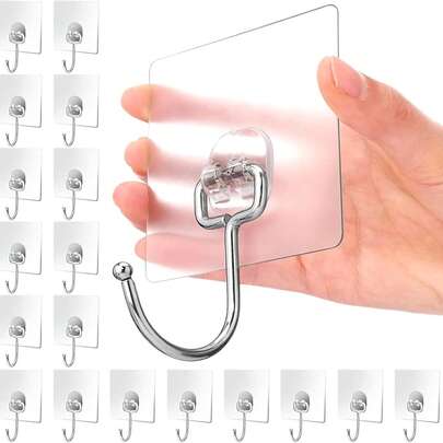 1-100pcs Large Transparent Gray & Black Rotary Adhesive Wall Hooks, Stainless Steel Material, Waterproof, Seamless, Oil-Resistant, Easy Installation, Brushed Surface, Ideal For Kitchen, Bathroom Storage, Suitable For Home And Office, Practical Hanging Hooks