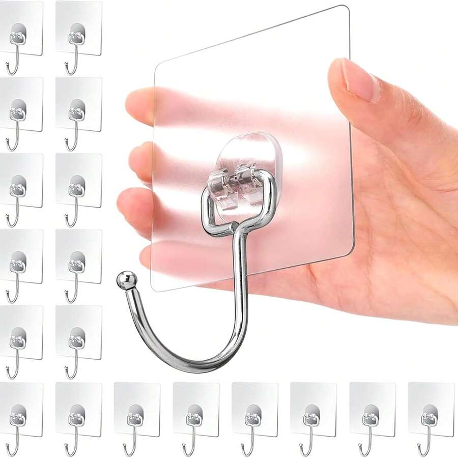 1-100pcs Large Transparent Gray & Black Rotary Adhesive Wall Hooks, Stainless Steel Material, Waterproof, Seamless, Oil-Resistant, Easy Installation, Brushed Surface, Ideal For Kitchen, Bathroom Storage, Suitable For Home And Office, Practical Hanging Hooks - Multicolor - View 1