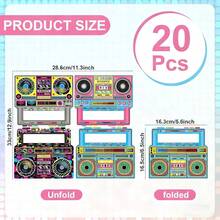 20pcs/40pcs/60pcs,80s 90s Retro Boombox Shaped Paper Napkins - Vibrant Multicolor Radio Graphic Design Tissues | Disposable Party Napkins For 80s Themed Birthday, 90s Throwback Party, Retro Music Celebration,Music Lover Birthday - Multicolor - View 9