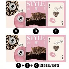 1/3 Stücke/Set Leopard Gepard Wandkunst Bilder 8 Ball Glücksbringer Drucke Leinwandbilder Rosa Girly Poster Preppy Chic Luxus Dekoration für Schlafzimmer, Wohnzimmer oder Studentenwohnheim Geschenk für sie, ohne Rahmen - Verschiedenfarbig - Übersicht 5