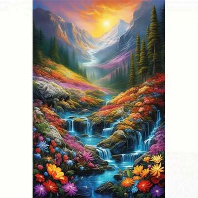 1 Set 5D DIY Diamond Painting Kit - Landscape Scenery Diamond Art Full Drill Living Room Decor DIY Handmade Diamond Embroidery Bedroom Hallway Wall Art, Christmas Decorations