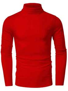 Turtleneck Blouse In Synthetic Ribbed Knit With A High Neck. - 紅色 - 查看 1