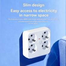 Multi-Function EU-Standard Socket Extender With 4 AC Power Outlets, 2 USB Ports, And 1 Type-C Charging Port, Featuring An Independent Master Switch. Compact And Lightweight, It Is Ideal For Travel And Convenient To Carry. Suitable For Various Scenarios Such As Home, School, And Office Use Suitable For Multiple People Charging, Multiple Devices Charging, Home Charging Needs, And Office Desks Home Office Charging Station - White - View 5
