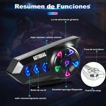 Auricular sin Intercomunicador para Casco de Motocicleta, Intercomunicador 5.2 con Micrfono IPX6, Manos Libres para Moto, Conexin Dual, AI Asistente de Voz, para Cascos Moto - Negro - Ver 8