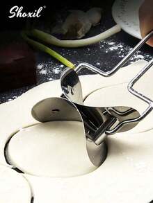 shoxil 1pc Stainless Steel Pastry Rolling Cutter Circle Dough Blade Roller Dumpling Wrapper Mould Pie Ravioli Empanada Pierogi Calzone Making Tools For Home Kitchen