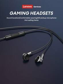 Lenovo Y101 Wired Gaming Headphones, Half In-Ear Style, E-Sports Gaming, High-Definition Voice Call, High-Definition Stereo Sound Effect, 3.5mm & Type-C Interface, Suitable For PC & Smartphone