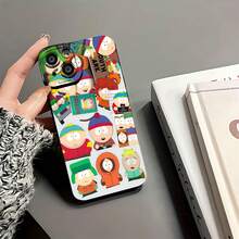 Estuche para teléfono con dibujos animados de personajes de South Park Compatible con estuches para teléfonos   17  16 Pro Max  15 Pro Max  13 y  12 Hecho de material de TPU que brinda protección contra golpes y caídas Un gran regalo para familiares, amigos, seres queridos, novios, novias y para Navidad - Negro - Ver 5