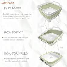 Collapsible Wash Basin 9L Foldable Dish Tub With Drain Plug Portable Collapsible Dish Basin Camping Sink For Washing Dishes Laundry And Kitchen Use Gray - màu xanh lá - Xem 3