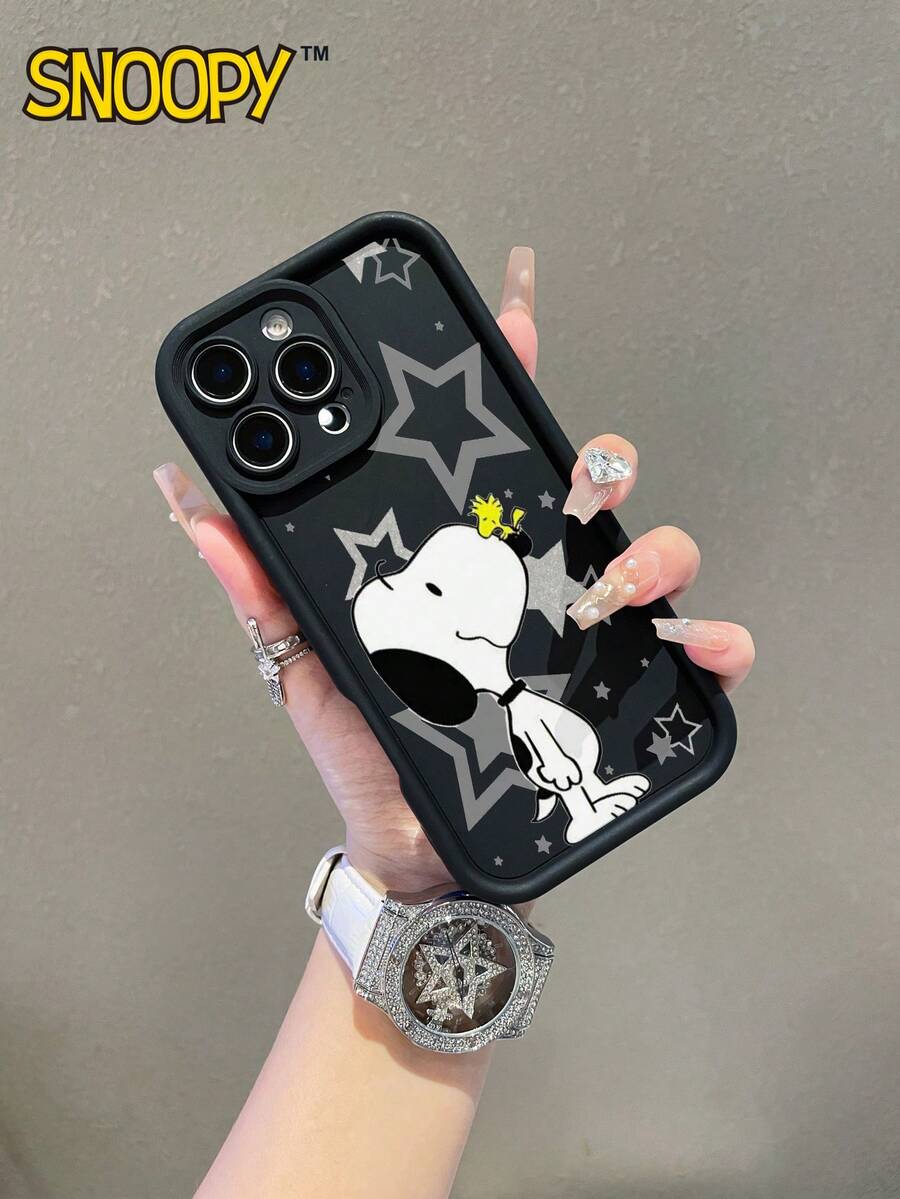 SNOOPY A Cartoon Anime  Sky Eye Step Black Phone Case, Shockproof Tpu Material Phone Case Can Be Given As A Holiday Gift. It Is Suitable For Apple Phones, And The New Model Is Suitable For IPhone13/14/15/16/17Pro Max Phone Case - Multicolor - View 1