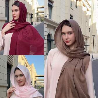 1pc New Simple Fashion Classic Versatile Soft Skin-Friendly Sunscreen Shawl, Polyester Material Bamboo Pattern Tassel Rectangular Women Scarf, Hijab, Shawl
