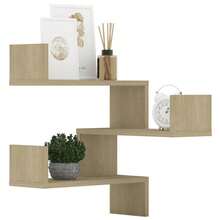 Étagères d'angle vidaXL, lot de 2, chêne Sonoma, matériau à base de bois - Multicolore - Voir 4