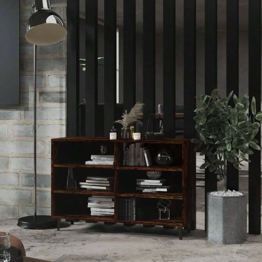 Credenza vidaXL in legno composito di rovere affumicato, dimensioni 103,5 x 35 x 70 cm. - Multicolore - Visualizzare 1