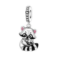 CYCUFF 1个镀银动物吊坠，可爱熊猫珠浣熊造型，适用于原创手链项链DIY饰品制作，适合女性生日礼物