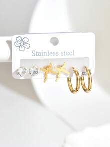 6 件套优雅星形耳环，不锈钢，适合日常佩戴 - 彩色 - 查看 21