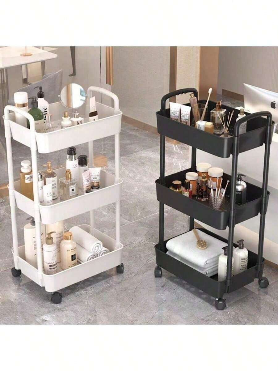 Multi-Functional Storage Rack, Bedroom/Bathroom Floor Standing Mobile Shelf, Makeup Organizer, Snack Rack, Skincare Products Storage - Multicolor - View 1