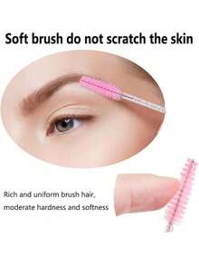 50/100支装一次性睫毛膏刷，尼龙刷毛睫毛刷，无香型眉毛延长器（带ABS塑料杆），适合中性肌肤 - 粉色和黑色刷头套装，日常必需品，返校用品，女士礼物，圣诞礼物，家居装饰