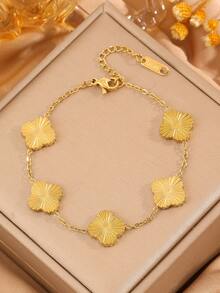 3/1pc Golden Jewelry Set Exquisite Fashionable Stainless Steel Bracelet Party Gathering Eye-Catching Style Petal-Element Design Make You Charming At Parties - Gold - View 14