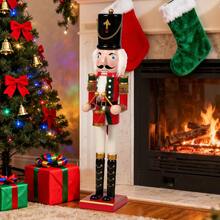 Wooden Nutcracker Soldier Figurine, Christmas Ornaments For Tree, Nutcracker Puppet For Kids, Desktop Decor, Christmas Gifts For Family, Home Christmas Decorations 2025 - 黑色 - 查看 6