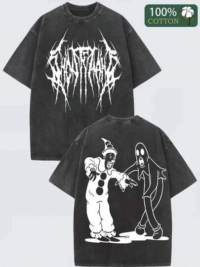 1 pieza, camiseta de 230g de doble cara lavable, con estampado de amigo divertido, camiseta de marca de moda retro de algodón de alta calidad, adecuada para el verano, con cierto grosor, regalo de vacaciones.