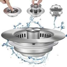 Upgraded 3-In-1 Kitchen Drain Strainer - Stainless Steel Sink Stopper, Anti-Clog Sink Basket, For Standard 3 1/2 Inch US Sinks - 1 Pc - View 11