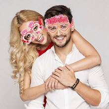 6pcs/8pcs Valentine's Day Party Decoration Glasses; Wedding Decoration Funny Photo Props Valentine's Day Paper Glasses - Multicolor - View 4