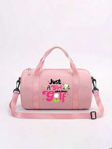 1pc Piece Letter Golf Ball Print Crossbody Bag - Adjustable Shoulder Strap, Top Handle, Durable Fabric Mini Tote Bag, Suitable For Gym, Dance, Daily Commuting And Outdoor Sports (Available In Multiple Colors), Small Gym Bag, Casual Street Style, Simple Design Wallet.
