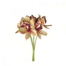Artificial Orchid Faux Flower Bouquet Fake Flowers With Stems For DIY Bouquet Table Centerpieces Wedding Party Home Decor - 紅棕色 - 查看 1