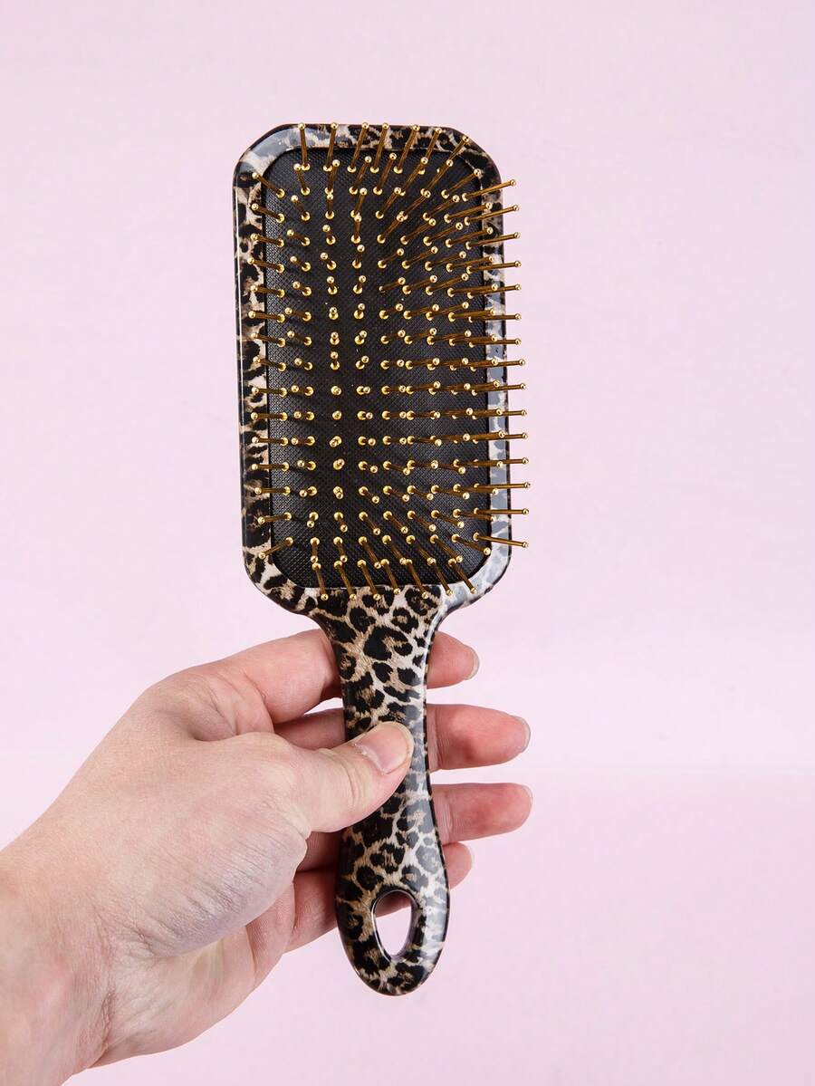 WANMEI 1pc Leopard Print Air Cushion Comb, Detangling Brush Suitable For Curly, Wet And Dry Hair, Anti-Static Smoothing Comb, Easily Removes Tangles