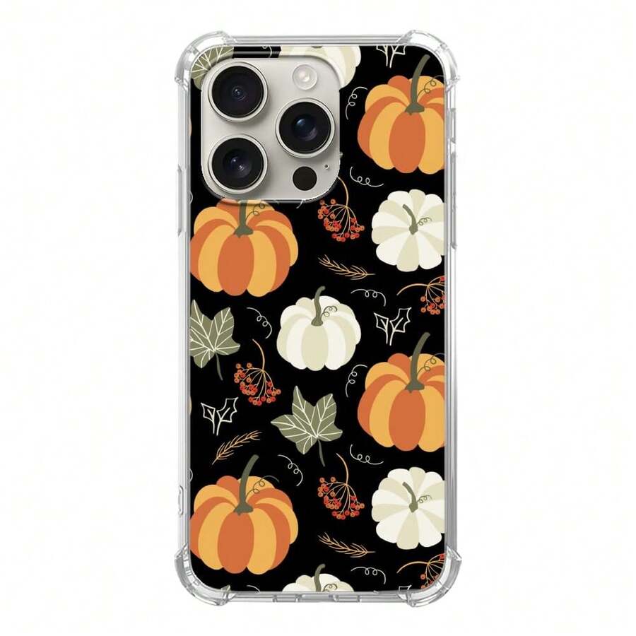 Pumpkin Fall Leaves Phone Case Compatible With For IPhone 16 Pro, Cute Halloween Pumpkin Pattern Phone Case For For IPhone 16 Pro, Cool TPU Bumper Case Cover,PumpkinFallLeaves - 南瓜秋葉 - 查看 1