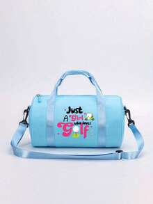 1pc Piece Letter Golf Ball Print Crossbody Bag - Adjustable Shoulder Strap, Top Handle, Durable Fabric Mini Tote Bag, Suitable For Gym, Dance, Daily Commuting And Outdoor Sports (Available In Multiple Colors), Small Gym Bag, Casual Street Style, Simple Design Wallet.