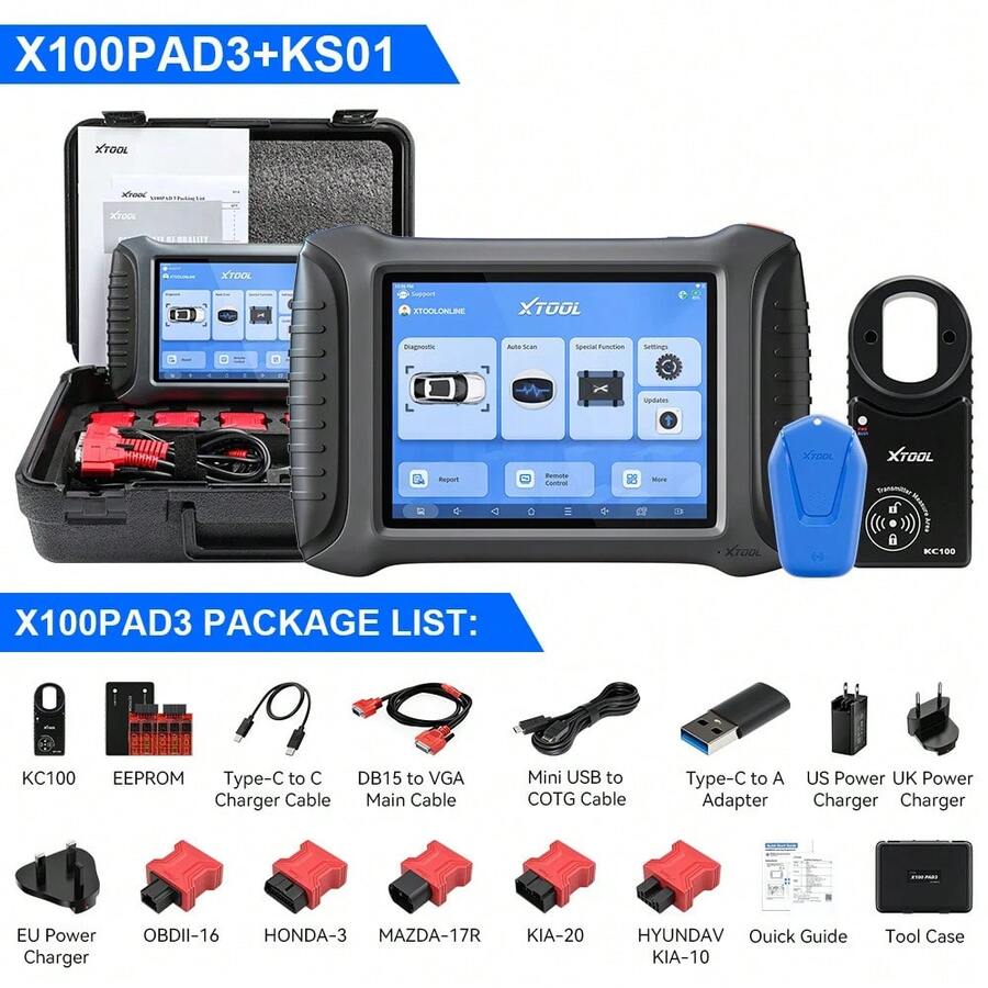 Programador de llaves automático XTOOL X100 PAD3 V2.0 X100PAD3 Herramientas de programación de llaves IMMO Todas las llaves perdidas Diagnóstico de todo el sistema con KC100 - PAD3 con KS01 - Ver 1